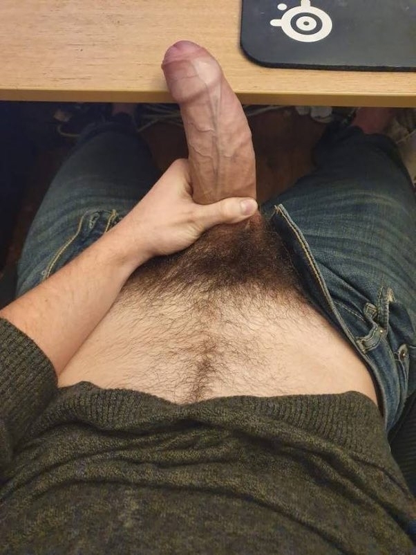 Hairy cock out of jeans
