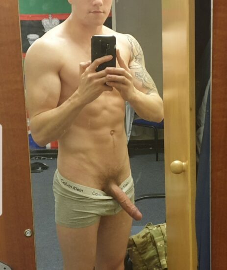 Mirror stud with his dick out