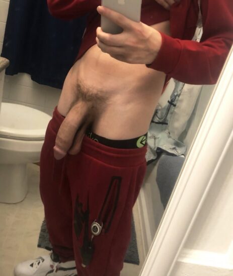 Red clothes and a big dick