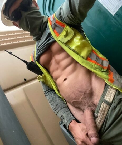 Work boy showing big dick